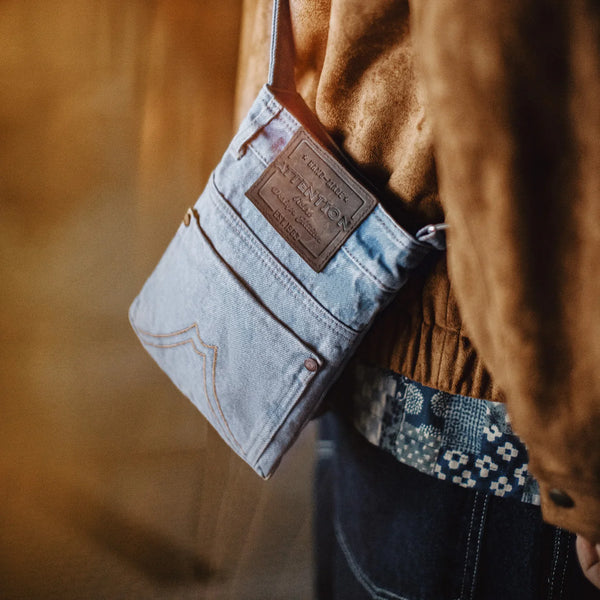 កាបូប Maden Vintage Washed Blue Denim Crossbody Bag Unisex Canvas Messenger Bag Commercial Shoulder Tote & Coin Purse សម្រាប់ប្រើប្រាស់ប្រចាំថ្ងៃ
