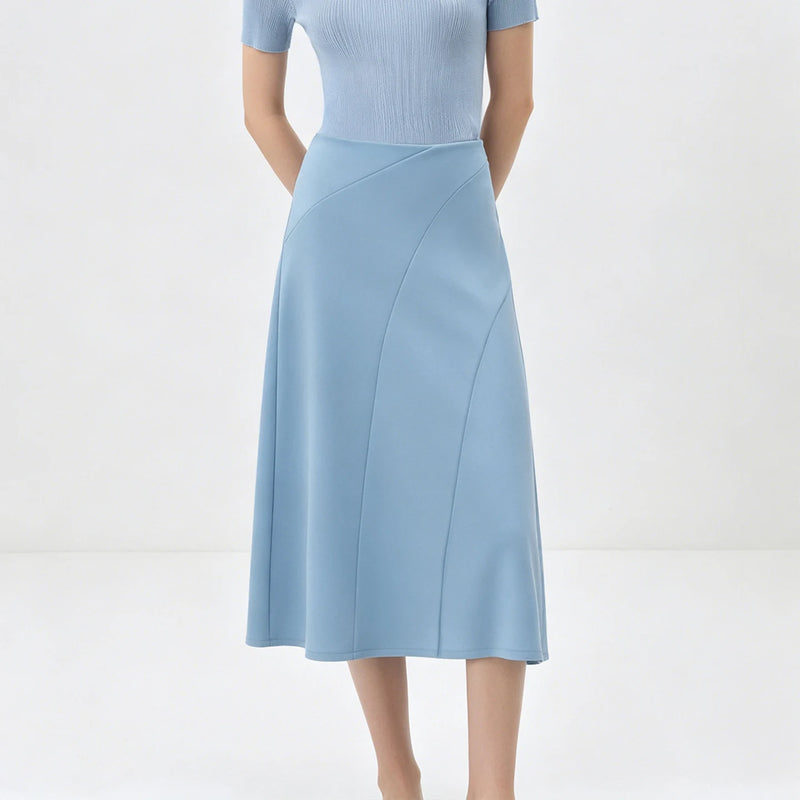 Amii Women's A-Line Skirt 2026 Summer New Stretch Air Layer Loose Solid Color Office Casual Midi Draped Skirt For Women 12622185