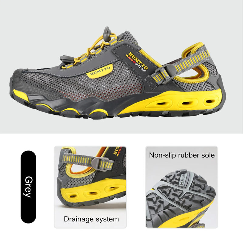 HUMTTO Mens Upstream Shoes Outdoor Trekking Wading Aqua Shoes Breathable Mesh Quick drying Waterproof Sneakers Big Size Hiking