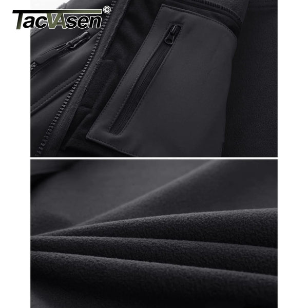 TACVASEN Full Zip Softshell Jacket Men's Waterproof Fleece Jacket Windproof Outdoor Hiking Jacket Work Coat Outwear Windbreaker