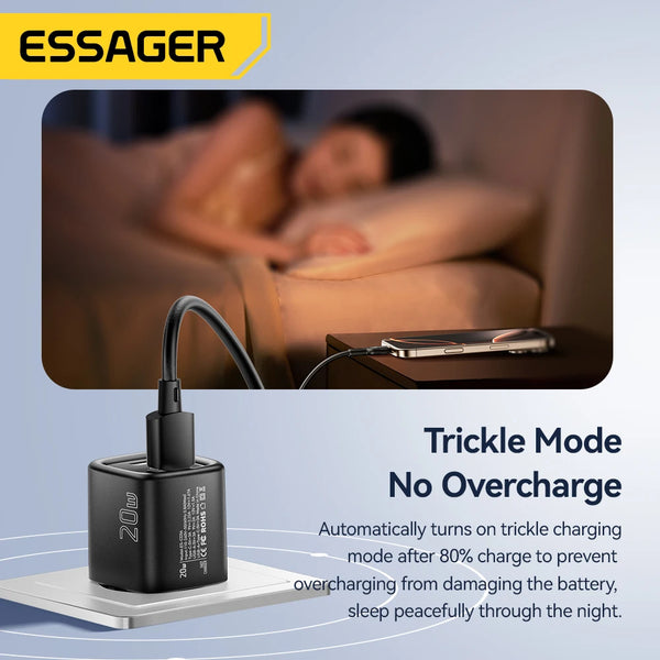 Essager 20W USB C Charger Portable Type C Charger Support PD Fast Charging For iPhone 16 15 14 13 12 11 Pro Max 8 Quick Charger