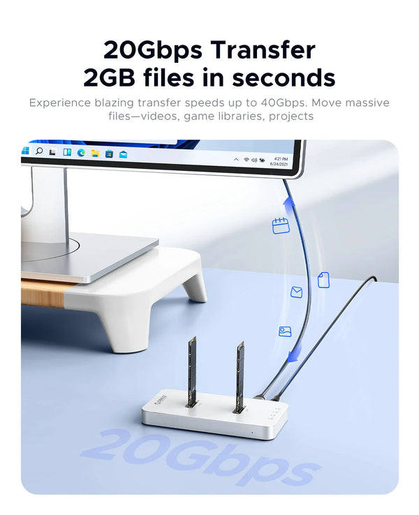 ORICO M.2 NVMe SATA SSD Enclosure Docking Station Aluminium Alloy USB 3.2 Gen 2 10Gbps External Docking Base Tool Free