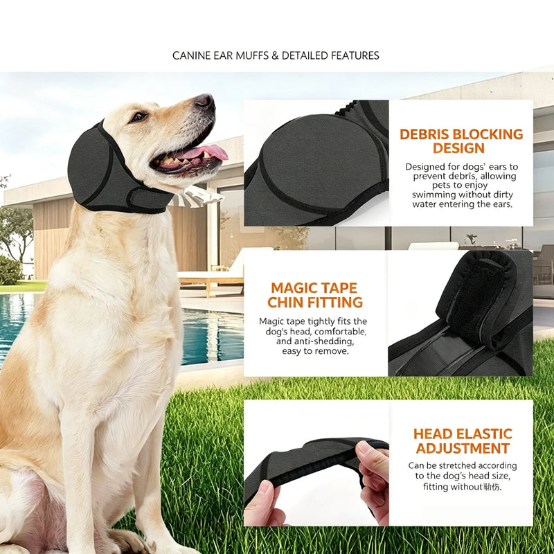 Pet Earmuffs, Waterproof Head Covers for Swimming in All Seasons, Noise Reduction, Sound Insulation, Emotional Comfort, Shock Pr