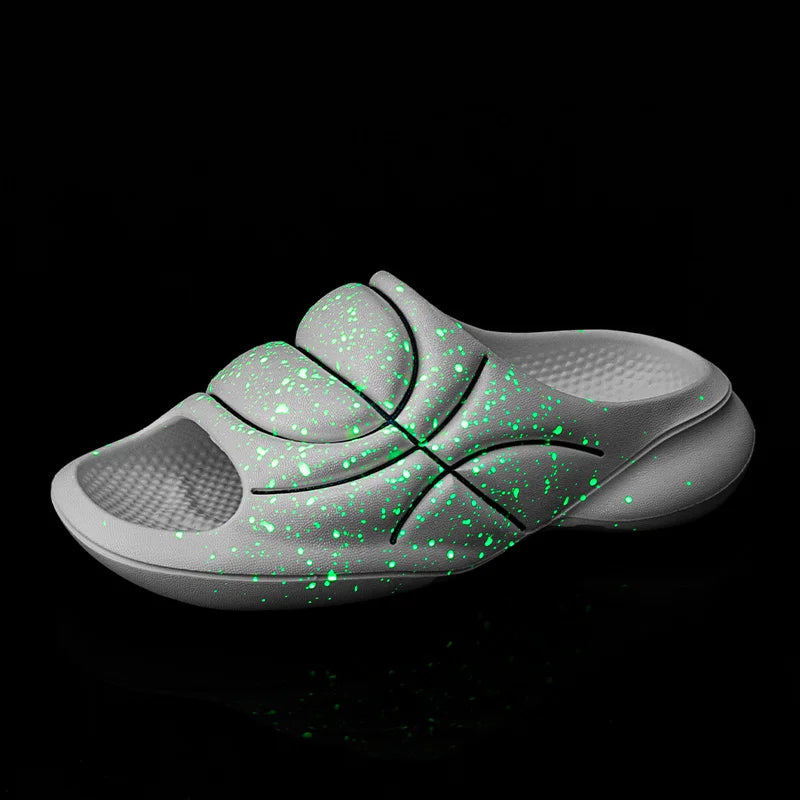 Basketball fluorescent slippers men's summer new outdoor soft soled comfortable beach shoes breathable fashion plus size sandals