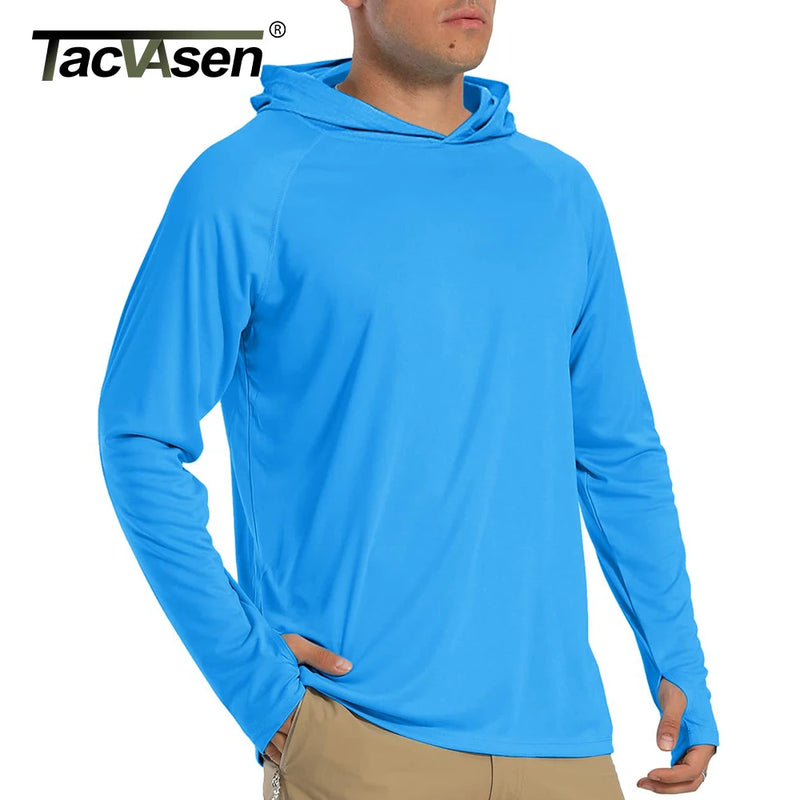 TACVASEN Sun Protection T-Shirts Mens Long Sleeve Hoodie Casual UV-Proof T-Shirts Breathable Lightweight Quick Dry T shirts Male