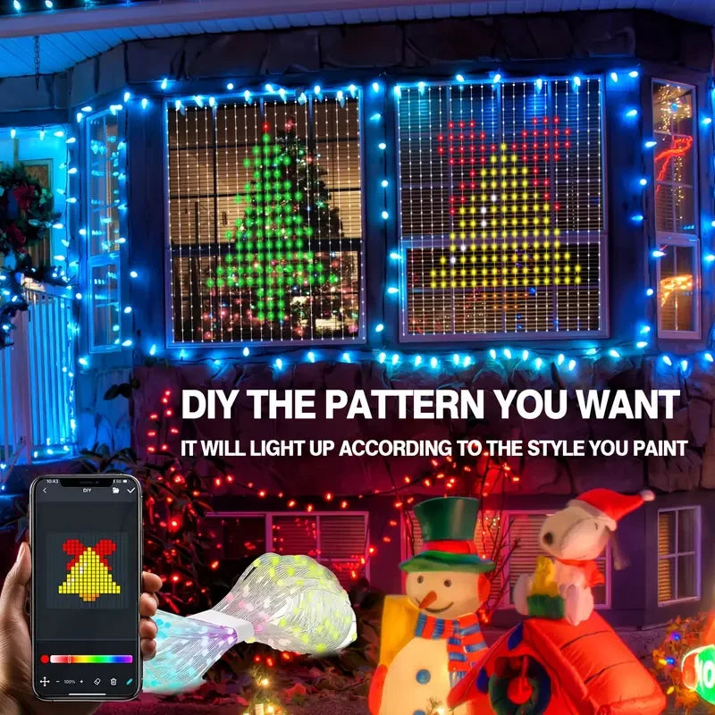 Smart LED Curtain Light APP Control RGB Dimmable DIY Pattern Music Ambient Lighting for Home Holiday Party Christmas Decor