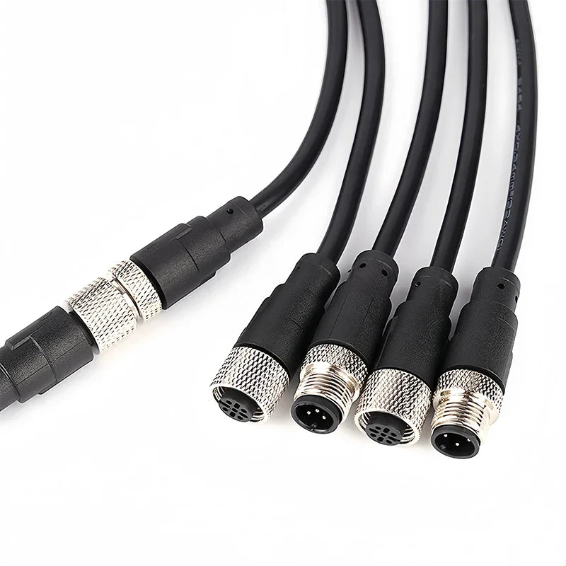 2Meters M12 sensor connector waterproof cable plug Male&Female 4 5 8 12Pin PVC Integrated injection molding M12 connectors