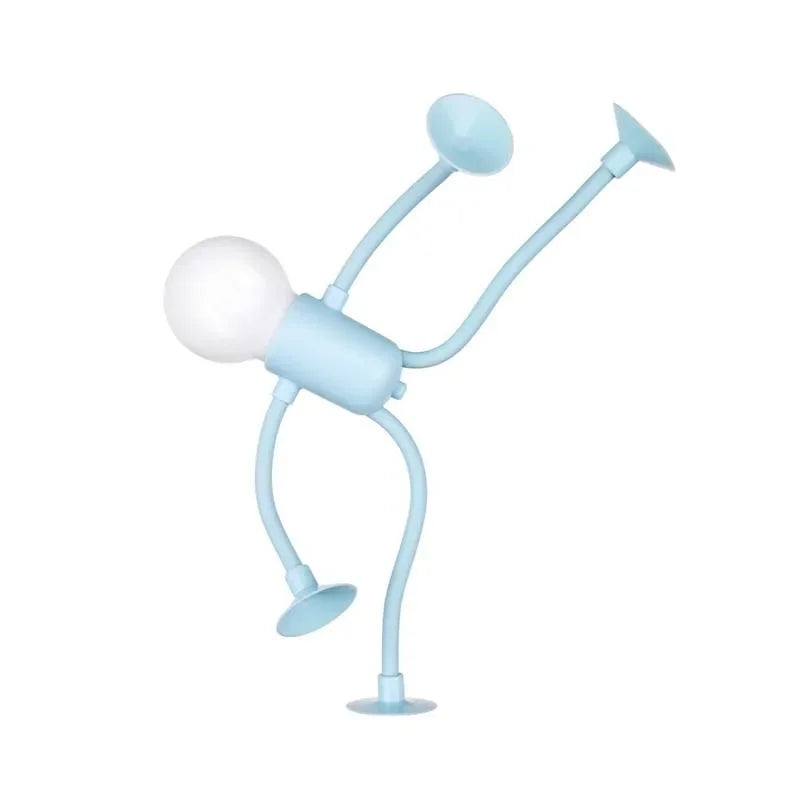 Changeable Shape Funny Sportsman Night Light Versatile Mini Lamp Button Battery Desk Lamp Vacuum Adsorption Creative Ornament