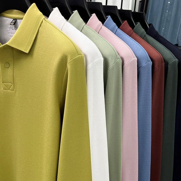 260g Long Staple Cotton Pique Fabric, Premium 100% Cotton Polo Shirt, Business Casual Slim Fit Top,Golf Shirt