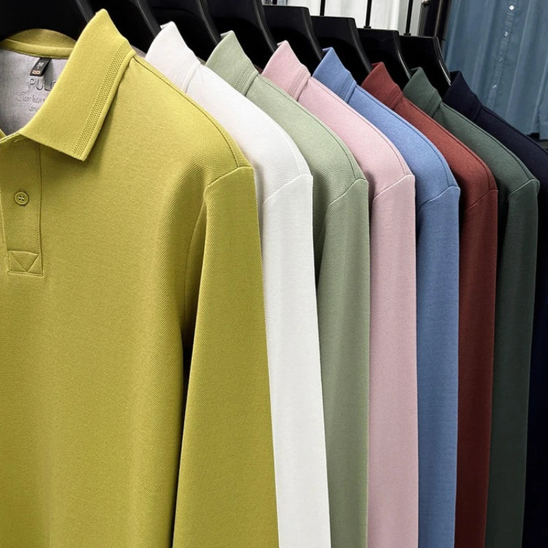260g Long Staple Cotton Pique Fabric, Premium 100% Cotton Polo Shirt, Business Casual Slim Fit Top,Golf Shirt