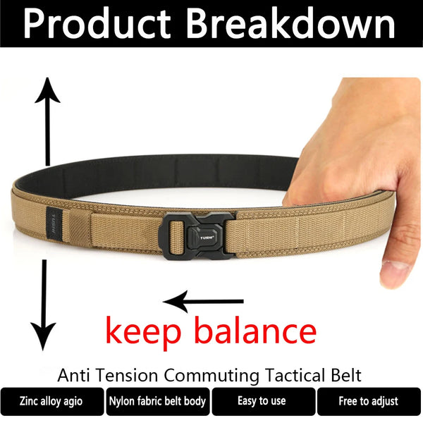 TUSHI New Rigid Trouser Belt for Men Metal Buckle Quick Release Military Tactical Belt Thick Nylon Casual Belt Male Girdle