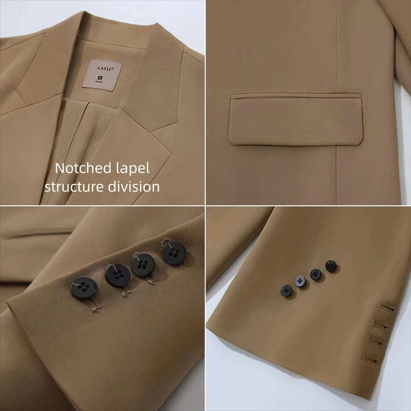 Amii Women V-Neck Blazer Oversized Wide Shoulder Tunic Minimalist Business Loose Jacket Casual 2026 Autumn Woman Coats 12653021