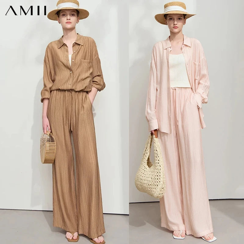 អាវ AMII Minimalism សម្រាប់ស្ត្រី 2026 រដូវស្លឹកឈើជ្រុះថ្មី ខោរលុង អាវធម្មតា លក់ដាច់ដោយឡែក ខោជើងវែងត្រង់ 12511048