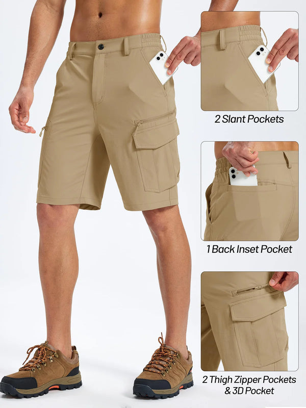 TACVASEN Men's 9 Inch 7 Pockets Cargo Shorts  Quick Dry Lightweight Outdoor Work Shorts Hiking Fishing Tactical Casual Pants Men