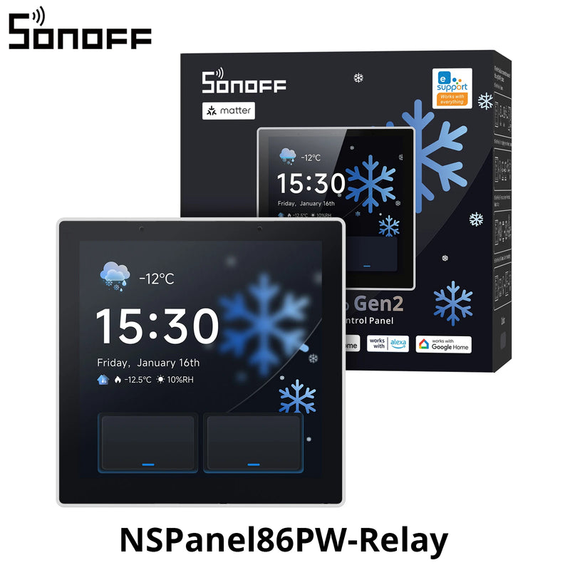 SONOFF NSPanel Pro Gen2 Dual Channel Relay Smart Home Control Panel 86 Type Integrate Devices Works with Apple Home via Matter