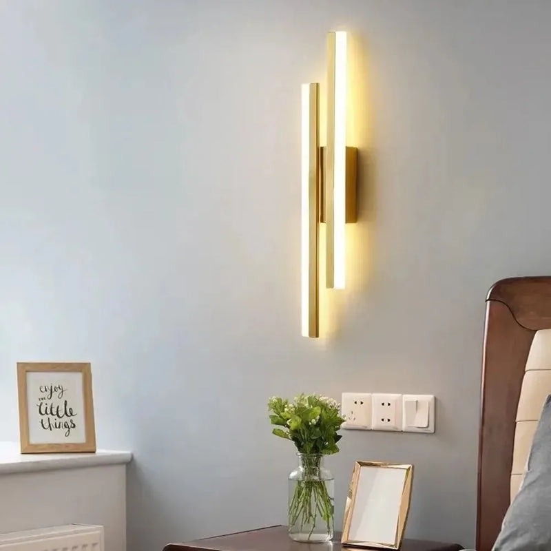 Modern LED Wall Lamp Wall Sconces Copper Line Pipe Acrylic Lampshade Indoor Lighting for Living Room Corridor Light Fixture