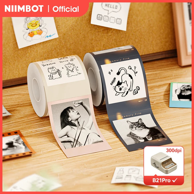 NiiMbot 300 DPI B21 Pro Thermal Printer Cardboard Label High-definition Photo Printing Sticker Photo Paper With Adhesive Backing