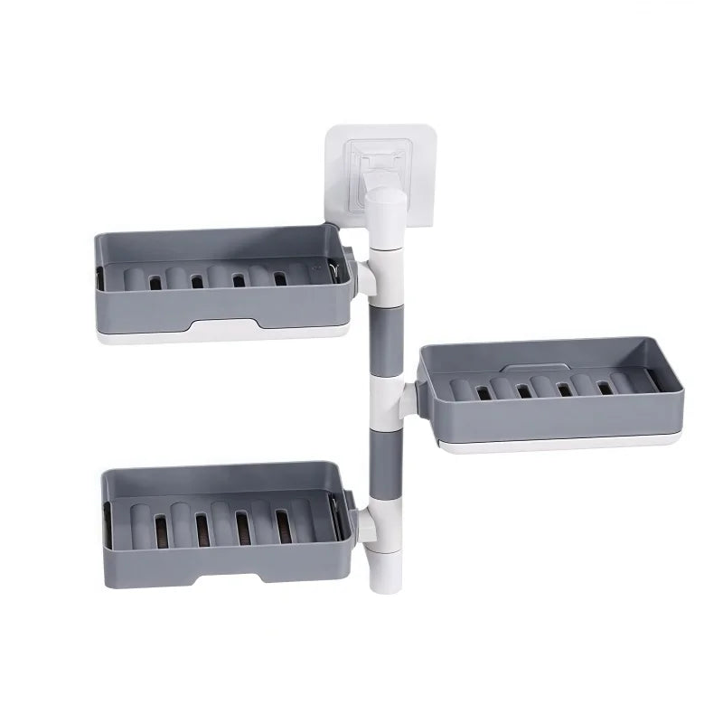 Rotary soap box Soap box perforation-free wall mounted drain storage rack multi-function dry and wet separation