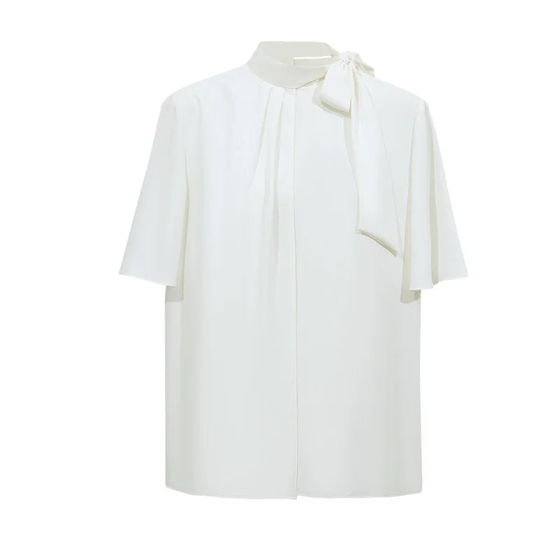 Amii Women's Blouse 2026 Summer New Tie Neck Flare Sleeve Flowy Pullover Top Women Elegant Loose Elegant Chiffon Shirt 12642081