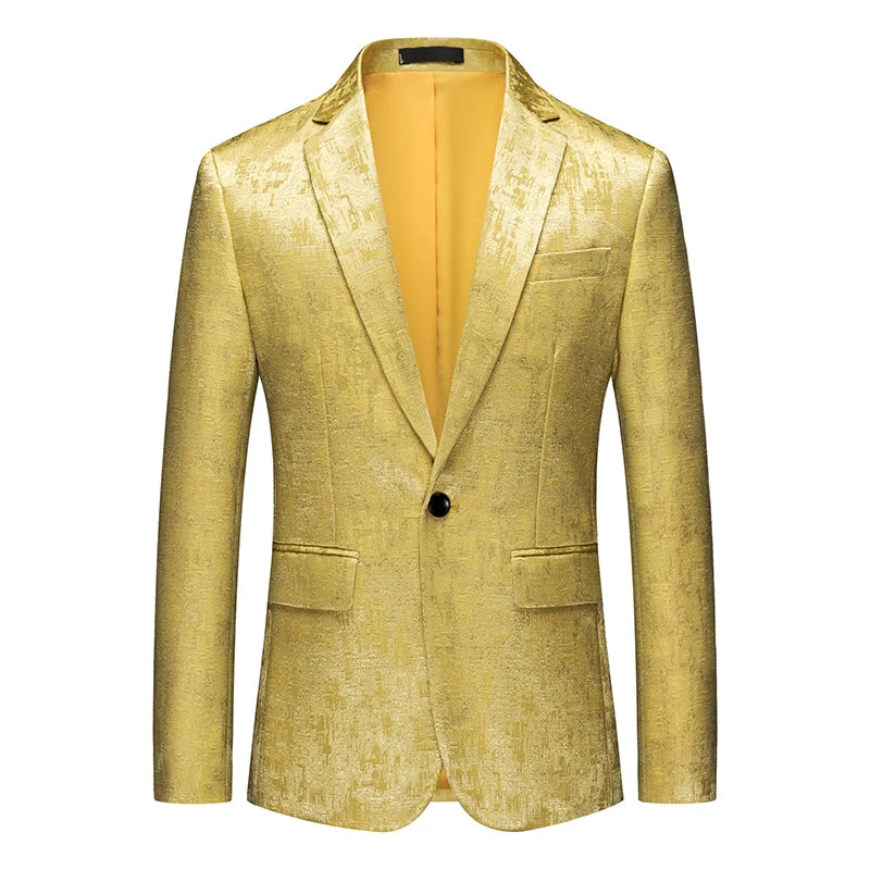 2026 New Men's Long Sleeve Printed Suit Jacket, Fashion Trim Dress Coat, Wedding Business Blazer Masculino Asian Size