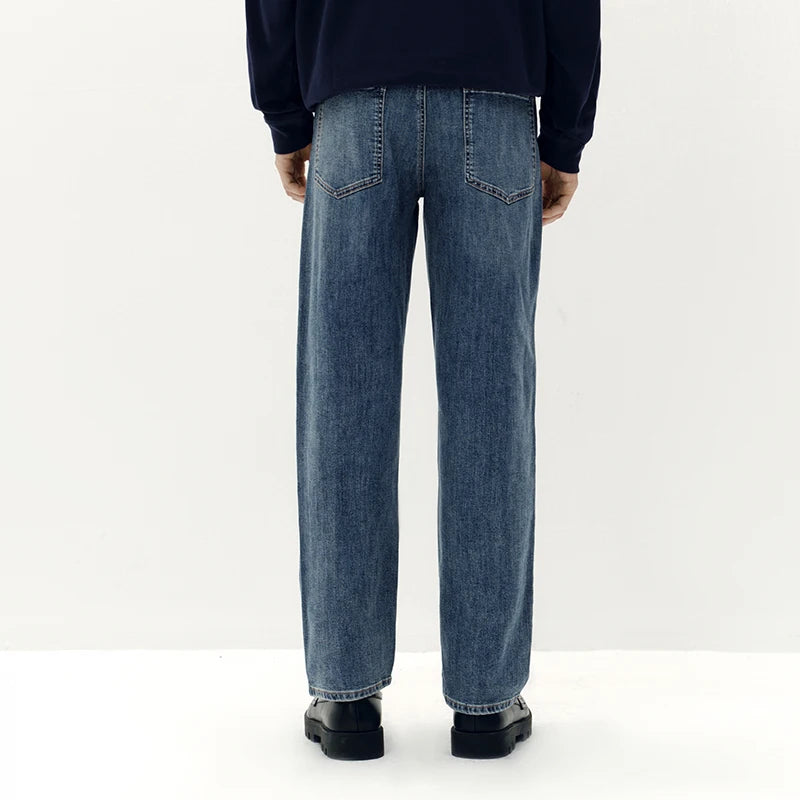 Semir Men Jeans Stretch Soft Straight Fit Casual Commute 2026 Autumn Long Denim Pants Clean Shape Everyday Style Daily Wear