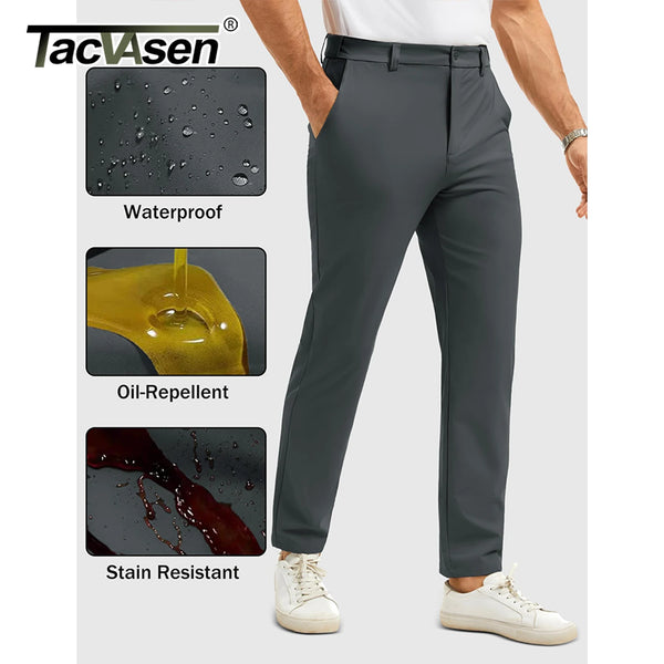 TACVASEN Men's Casual Pants Straight Legs Flat Front Trousers Waterproof Stretch Oil Stain Resistant Golf Lightweight Work Pants