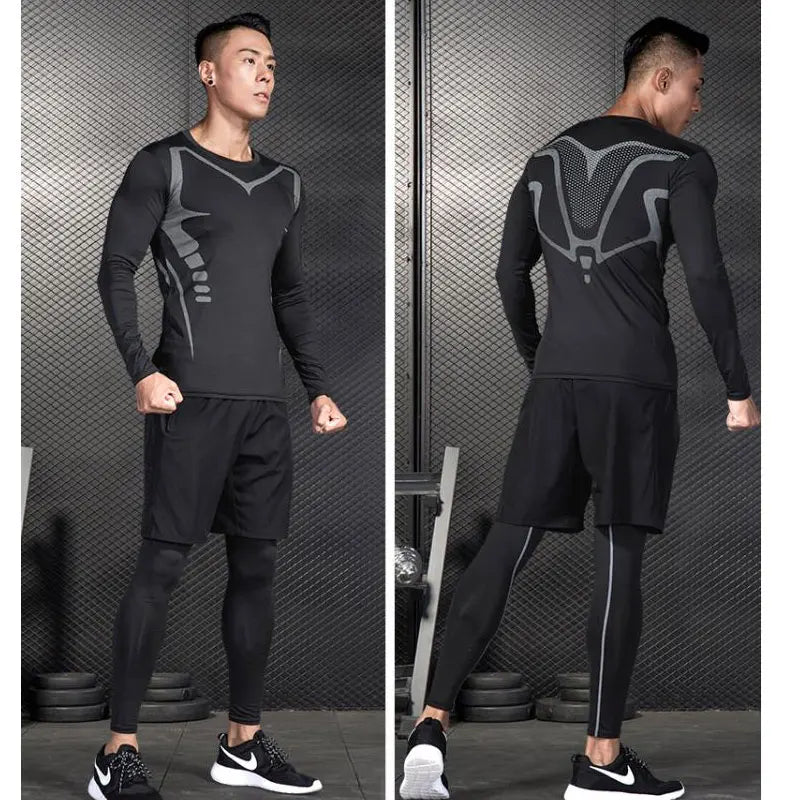 Men's Long Sleeve Compression T-Shirt Quick Dry Tight Fitness Top Winter Sportswear for Gym Running Jogging Training Athletic