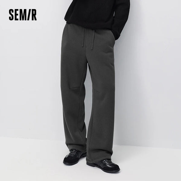 ខោបុរស Semir ពណ៌រឹង ខ្សែចង រលុង សម ជើងត្រង់ ឆ្នាំ២០២៦ រដូវរងាថ្មី ស្លៀកប្រចាំថ្ងៃ ស្ទីលធម្មតាសម្រាប់ទីក្រុង