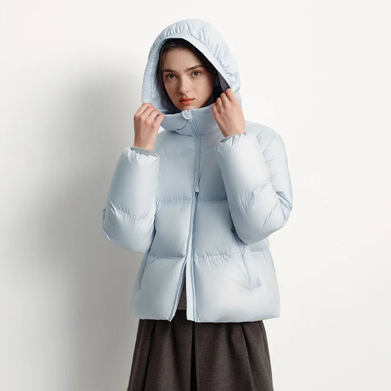 Semir White Duck Down Jacket Warm Slim Women 2025 Winter Lightweight Casual Fashion Coat Loose Fit Short Style