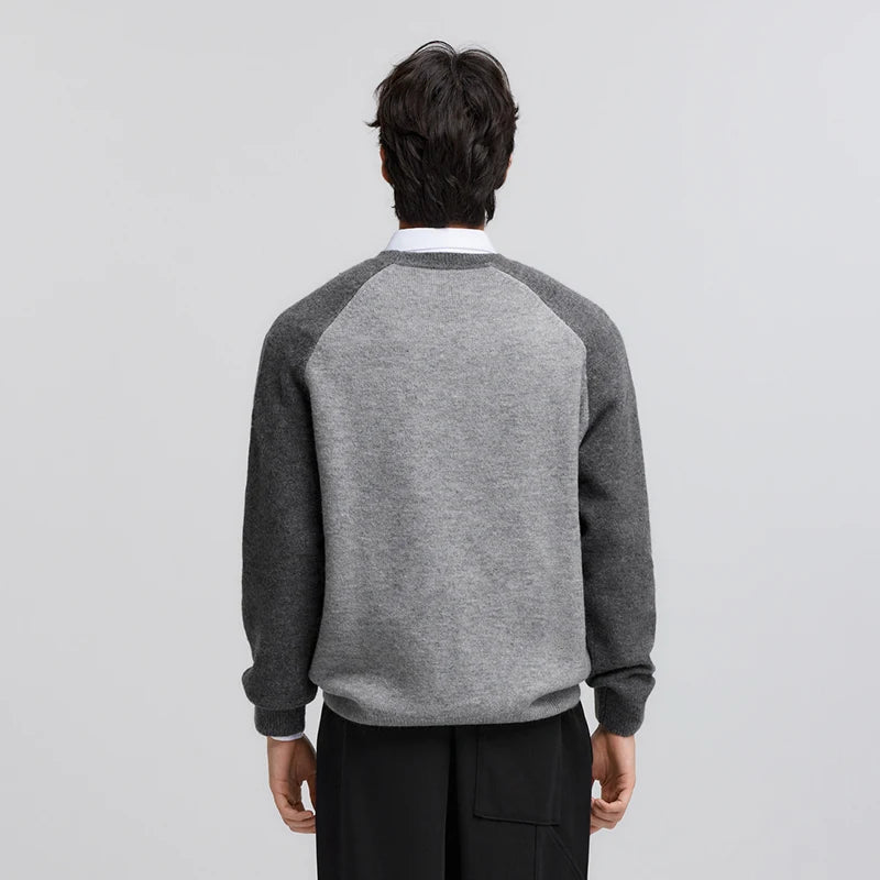Semir Cozy Sweater Men 2026 Spring Fleece Embroidered Color Block Loose Knit Top New Year Red Casual Comfortable Wear