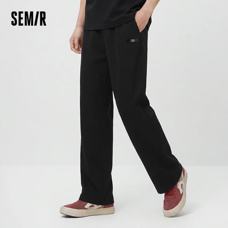 Semir Men Pants Elastic 2026 Waist Drawstring Loose Fit Straight Urban Casual Everyday Style Soft Comfortable Daily Wear Trendy