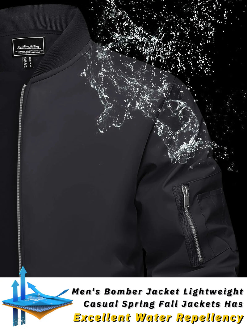TACVASEN Men's Lightweight Windbreaker Bike Jacket Spring Autumn Casual Zip Up Coat With Pockets Fashion Streetwear Outerwear