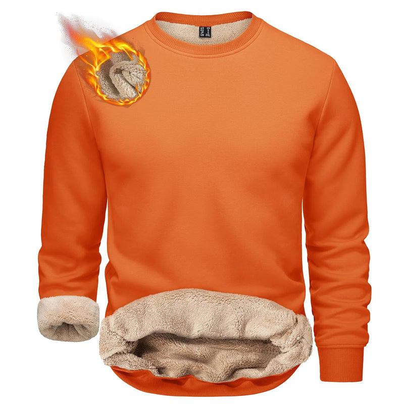 TACVASEN Winter Thicken Fleece Crewneck Sweatshirt Mens Warm Sherpa Lined Heavy Winter Pullover Basic Tops Shirts No Hood Hoodie
