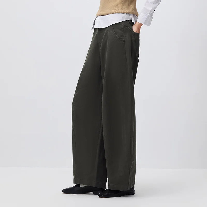 Semir Women Pants Panel Center Seam Curved Barrel Leg Loose Retro Casual Style Autumn Trousers Street Wear 2026