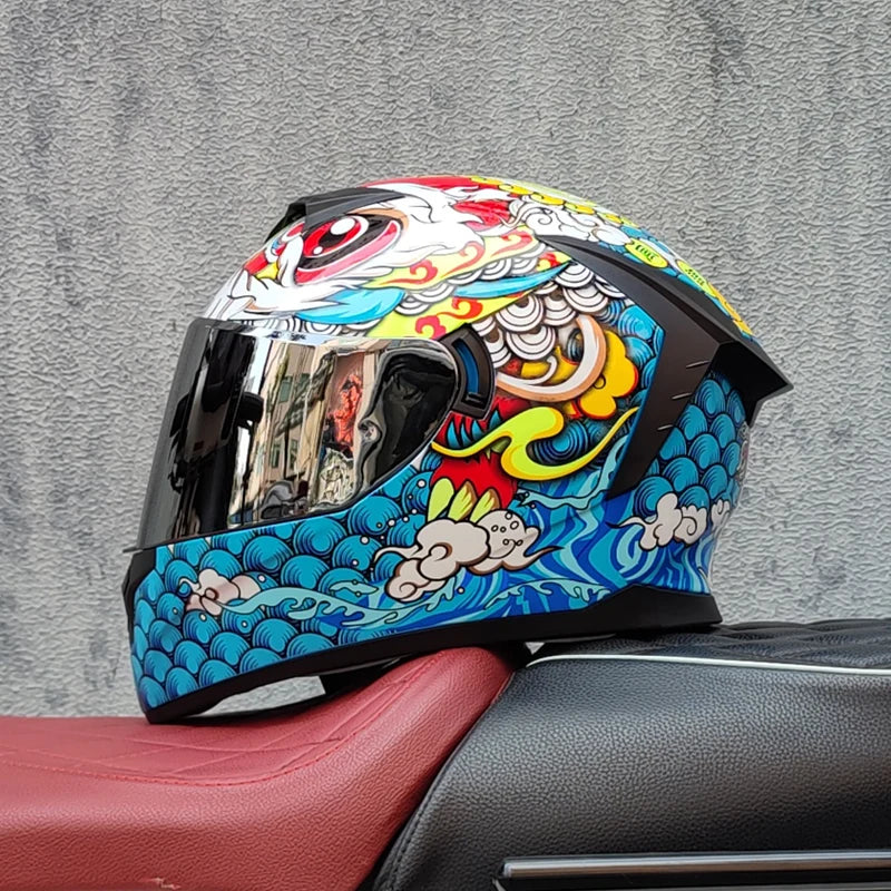 DOT Approved Safety Motorcycle Helmets Full Face Dual Lens Racing Helmet Strong Resistance Off Road Helmet