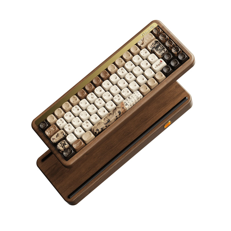 Akko MU01 Mountain Seclusion Wooden Mechanical Keyboard ISO-UK/DE Layout RGB Hot Swap BT/2.4G Wireless & Wired Gaming Keyboard