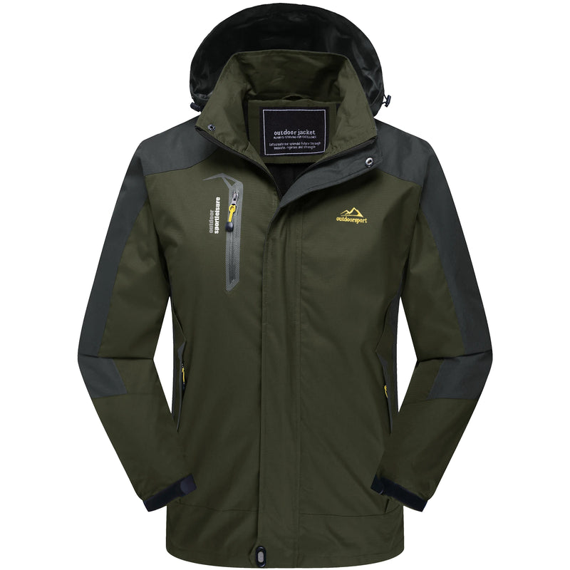 TACVASEN Outdoor Hiking Jacket Windbreaker Men's Hooded Trekking Coat Waterproof Mountain Work Outer Shell  Outwear with Pocket