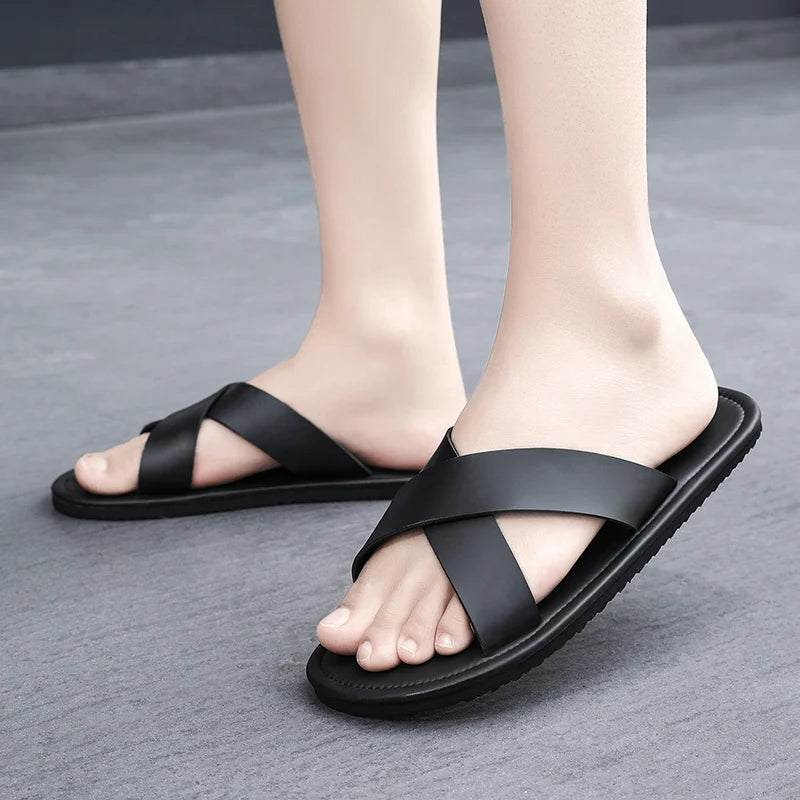 Men's slippers outdoor beach flat Flip-flop slippers summer casual slippers indoor home men's non slip shoes breathable sandals