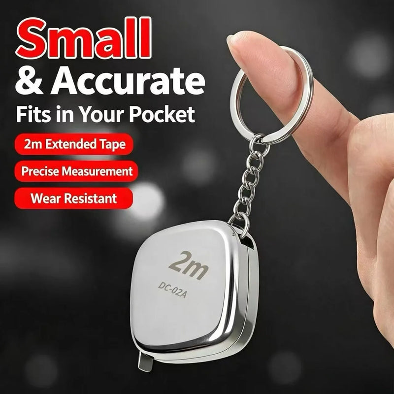 2M Mini Keychain Tape Measure Stainless Steel Waterproof Shockproof High Precision Portable Pocket Measuring Ruler For Daily Mea