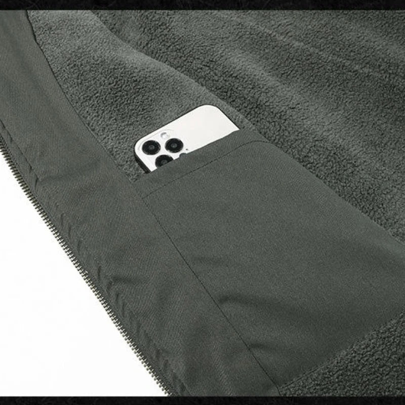 Men's Winter Fleece-Lined Bomber Jacket, Heavy Duty Cotton Military Style with Multiple Pockets, Ideal for Casual Daily Wear