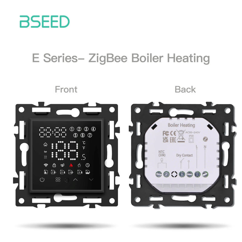 BSEED Zigbee Thermostat Smart Thermostat Controller Floor Heating/Boiler/Water Function Part Glass Frame Tuya Smart Life Control