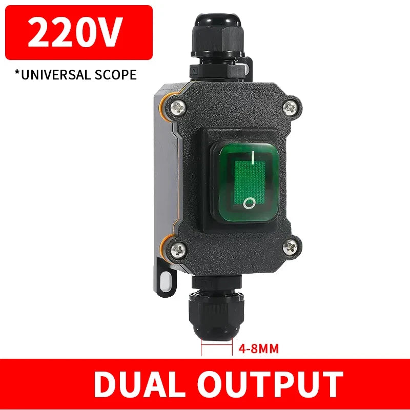Waterproof Marine Rocker Switch With LED Outdoor Junction Box Inline Power Cord Power Switch IP65,12V/24V/220V,Screw Wiring