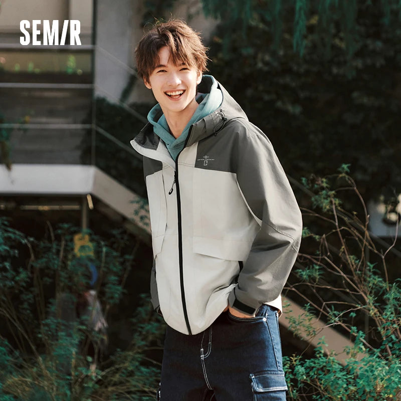 Semir Casual Functional Jacket Men 2026 Spring Waterproof Stain-Resistant Oilproof Couple Style Trendy Loose Outerwear