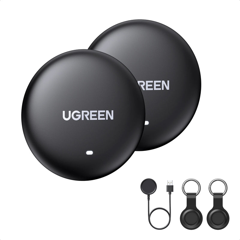 UGREEN FineTrack Item Tracker, Worldwide Locator, 1-Year Battery Life, Wireless Charging, 2-Pack for iOS