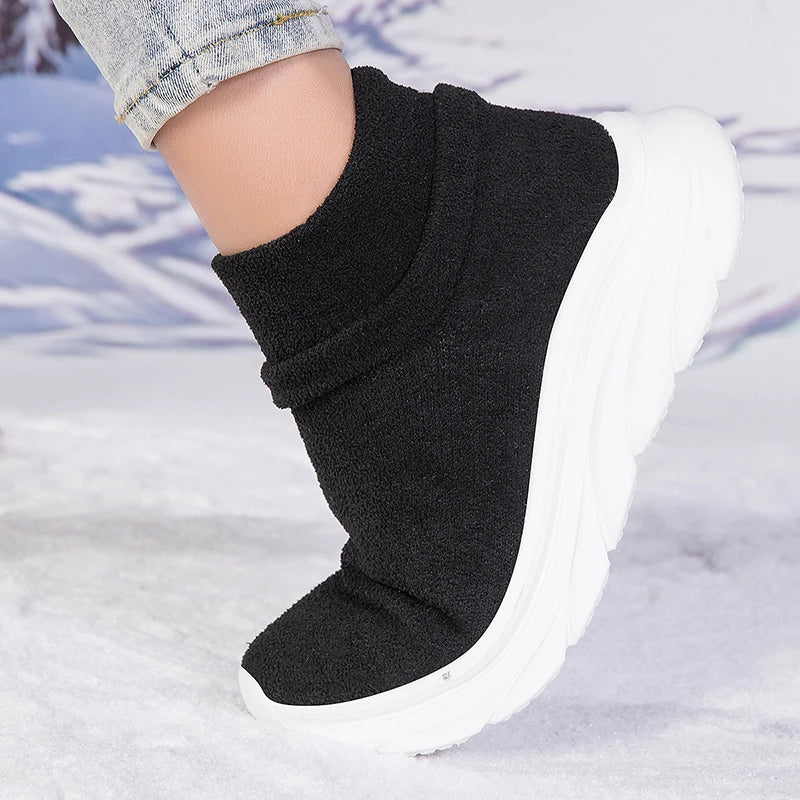 Mens Walking Shoes Big Size Winter Plush Warm Comfortable Snow Walking Cotton Shoes Lightweight Fashion Casual Sneakers for Men