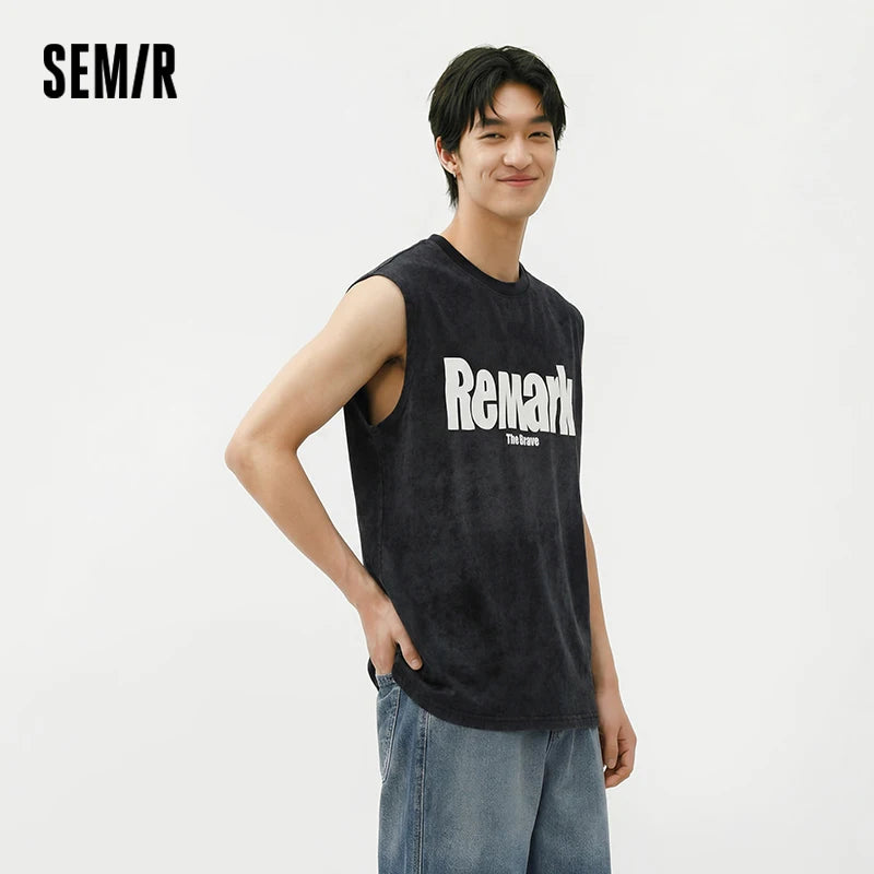 Semir Mens Vest 2026 American Style Sleeveless Sports Basketball Jersey Letter Printed Casual Soft