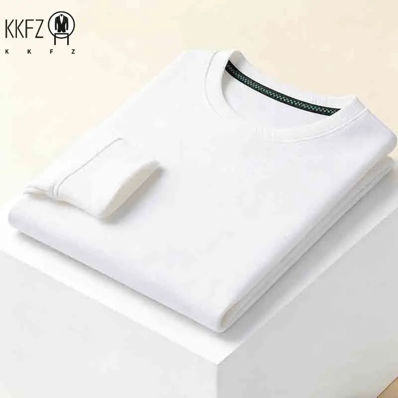 Men's Stretchy  Crew Neck Long Sleeve Knit Sweater Soft Comfortable Business Casual Tee