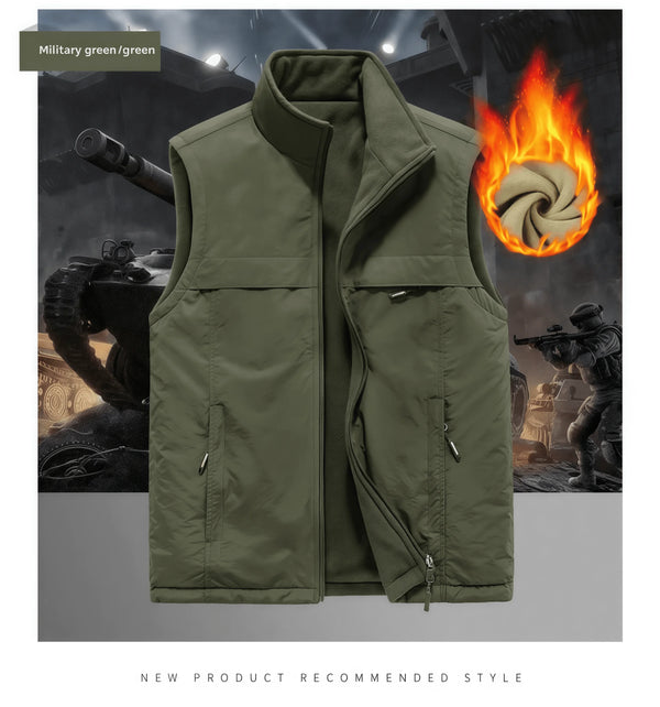 Double-sided Men's Vest Jacket Autumn winter Warm Outerwear Thickened fleece  vest slim fit Jacket Casual Style