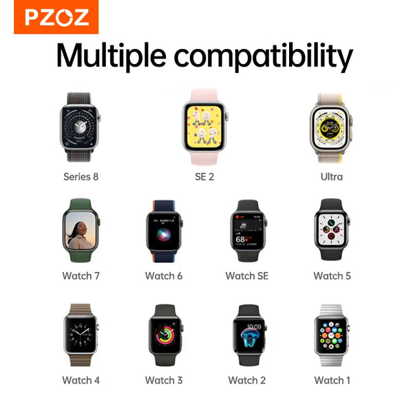 PZOZ Wireless Magnetic Charger Fast Charging For Apple Ultra 4 3 2 iWatch Series 12 11 10 9 8 7 SE Charger Base Charging Cable