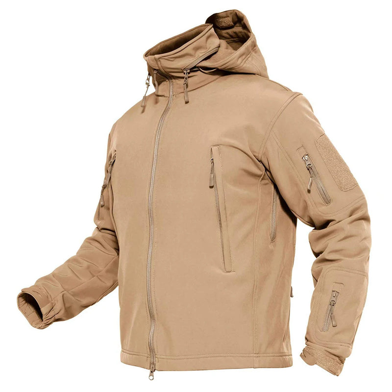TACVASEN Men's Tactical Softshell Jacket Fleece-Lined Waterproof Hooded Winter Windbreaker with Pockets for Outdoor Hiking